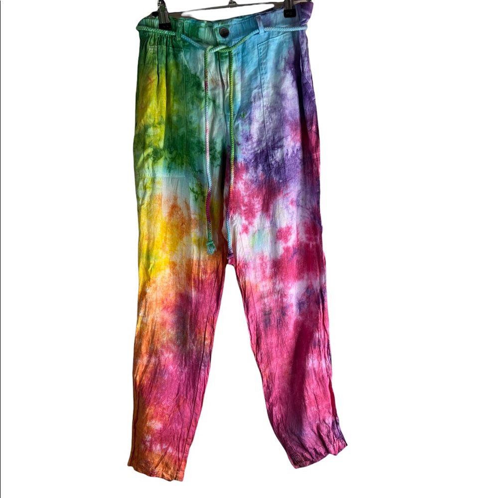 Lou & Grey Tie Dye Rainbow Linen Pants Size Small